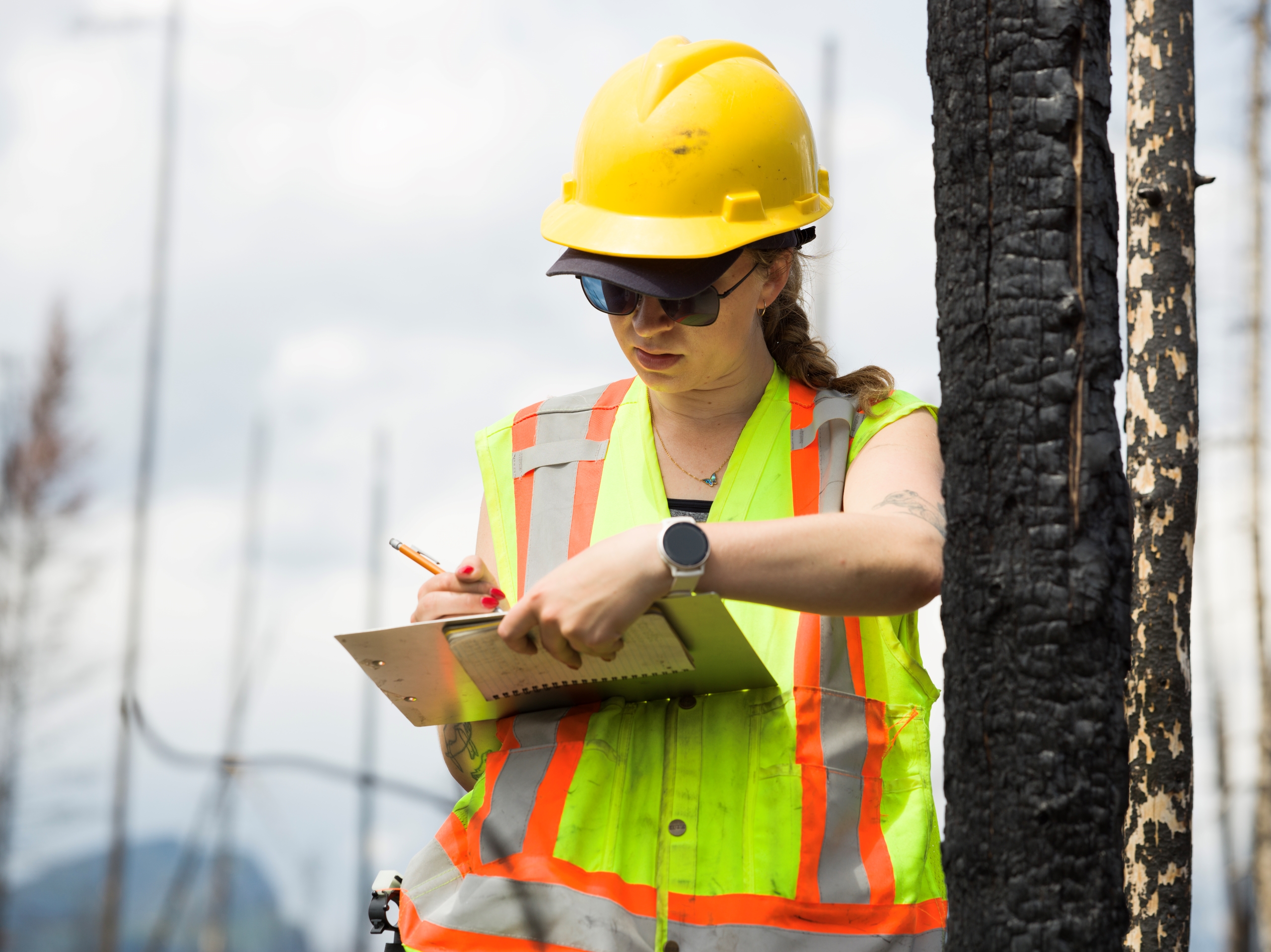 Emerging wildfire scientist Natalie Krizan conducting fieldwork in Jasper National Park, 2025